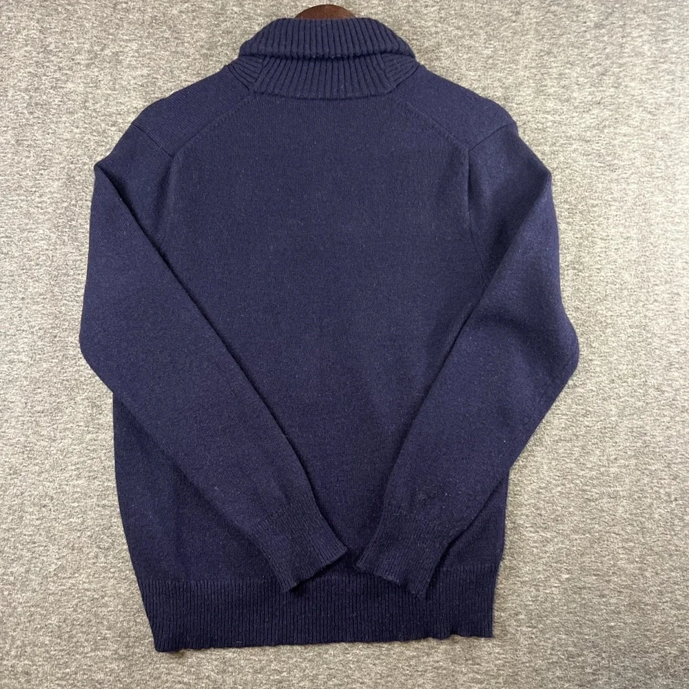 J Crew‎ Lambs Wool Shawl Collar Button Pullover Sweater Blue Men's MED Preppy